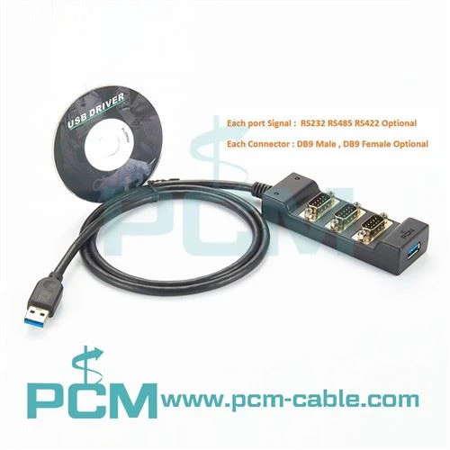 USB RS232 adaptera 3 ports ar USB paplašinājumu