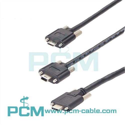 Mikro USB kabelis ar bloķēšanas skrūvēm