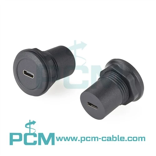 USB C uz USB C ligzda apaļā paneļa montāžas adapteris