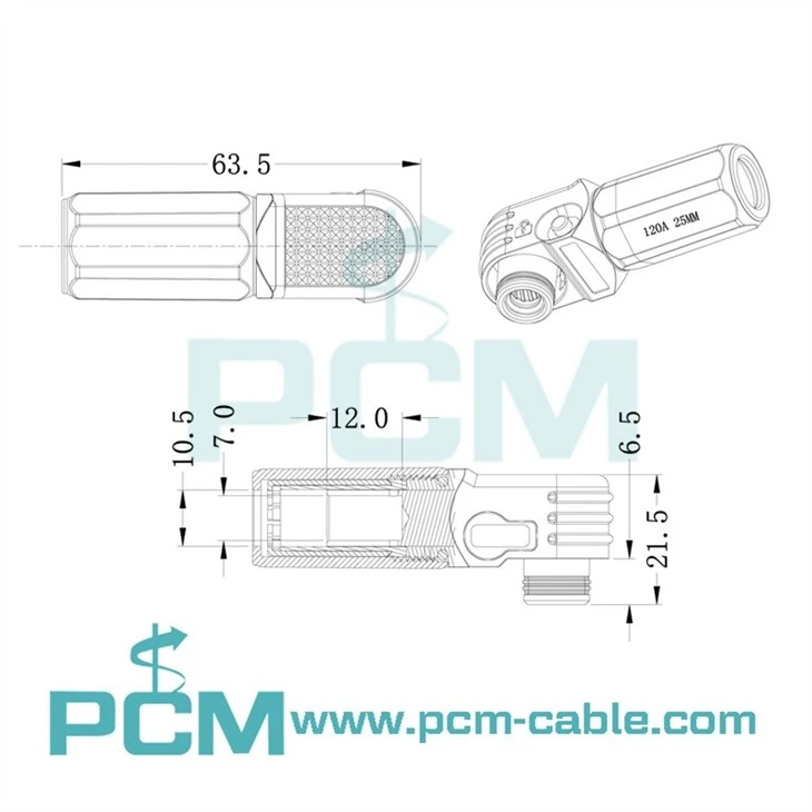 120A Battery Storage Connector size dimensions
