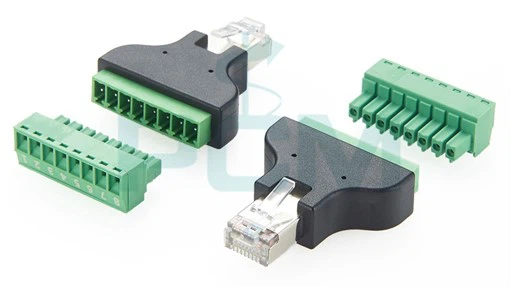 RJ45 Ethernet Male Plug To 8 Pin AV Terminal Screw Adapter Converter RJ45 Ethernet Male Plug To 8 Pin AV Terminal Screw Adapter Converter