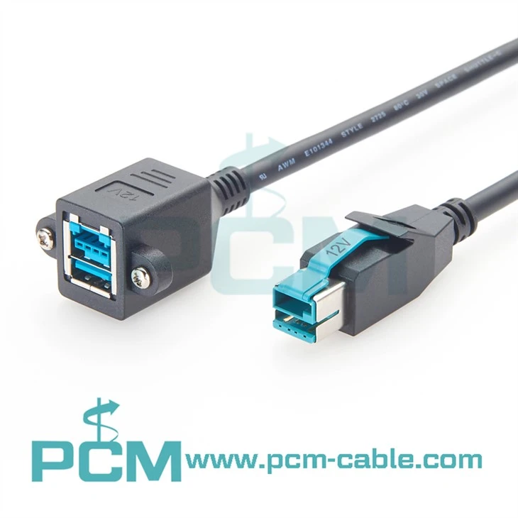 PoweredUSB pagarinājuma kabelis 12V POS sistēmām PoweredUSB HUBs