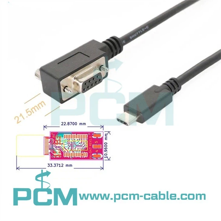 Vietu taupošs USB-C uz DB9 seriālais adapteris