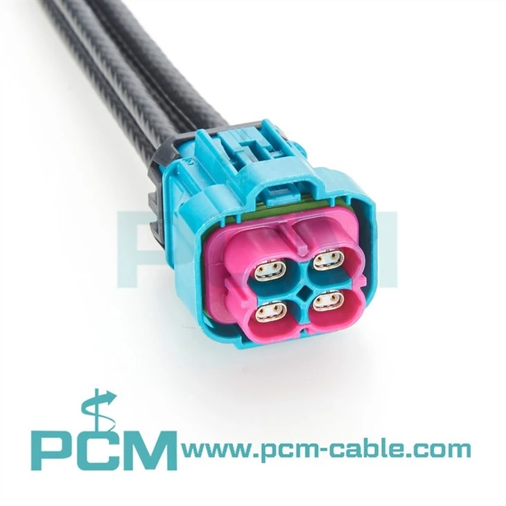 Automotive Waterproof Ethernet Cable Assembly with H-MTD Code Z Quad Jack and DACAR 647-4